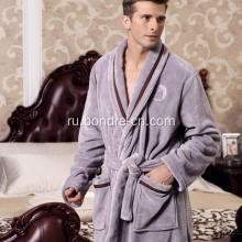 Luxury Men's  Fleece Bathrobe With Embroidary